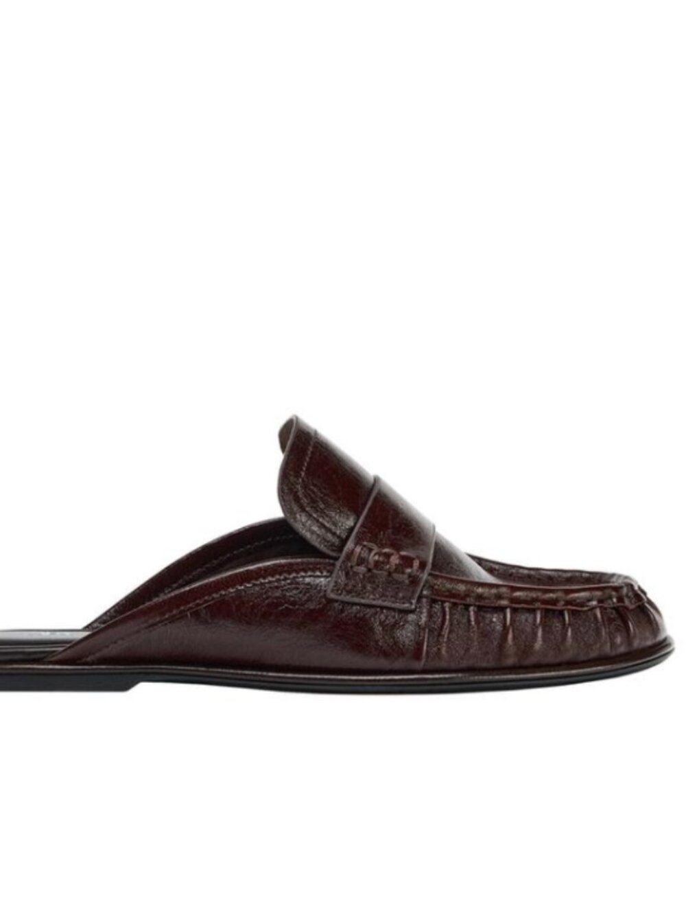 Zara Leather Mules Loafers- brown Womens size 10